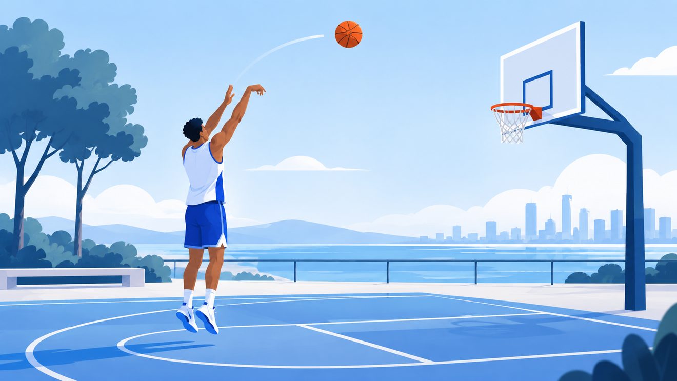 3x3 농구 결승 장면을 그린 개념 일러스트