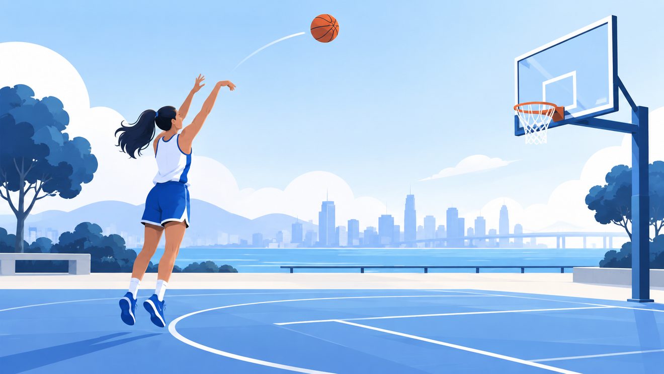 여자 3x3 농구 동메달 결정전을 그린 개념 일러스트