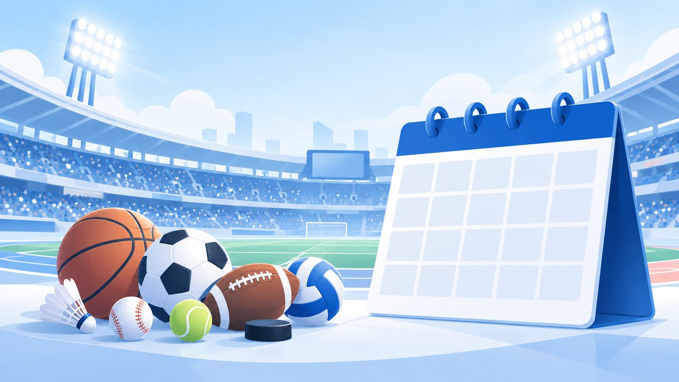 다음 날 경기 일정을 나타낸 개념 일러스트