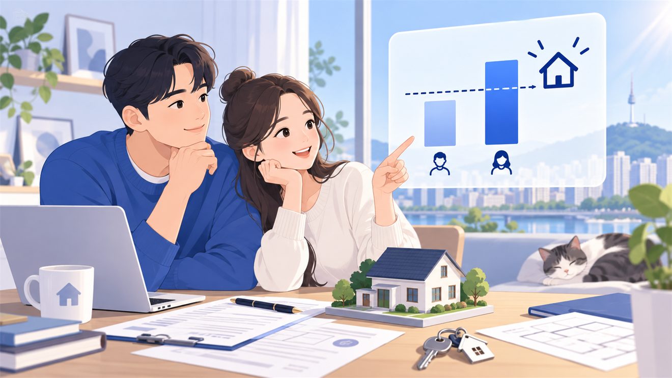 부부 중 한 사람 소득만으로 대출 기준을 판단하는 개념 삽화