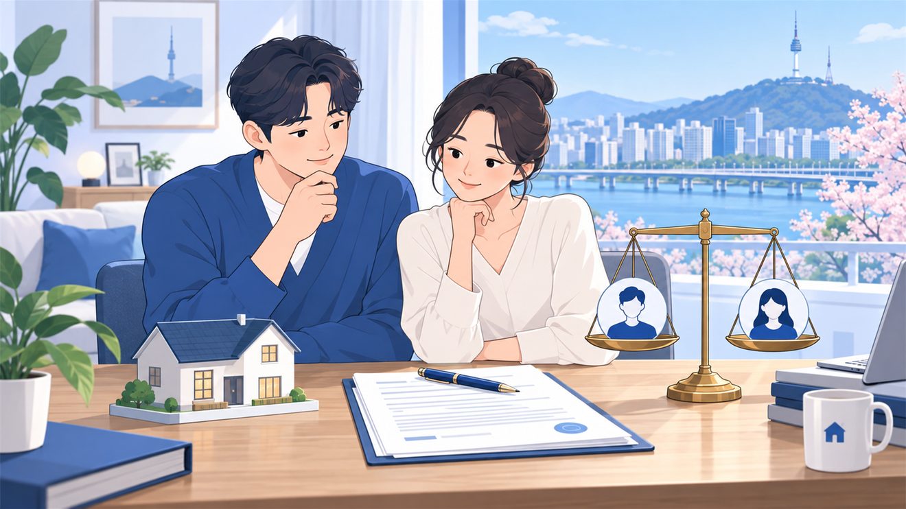 부부 중 누가 차주가 되느냐에 따라 대출 한도가 달라지는 개념 삽화