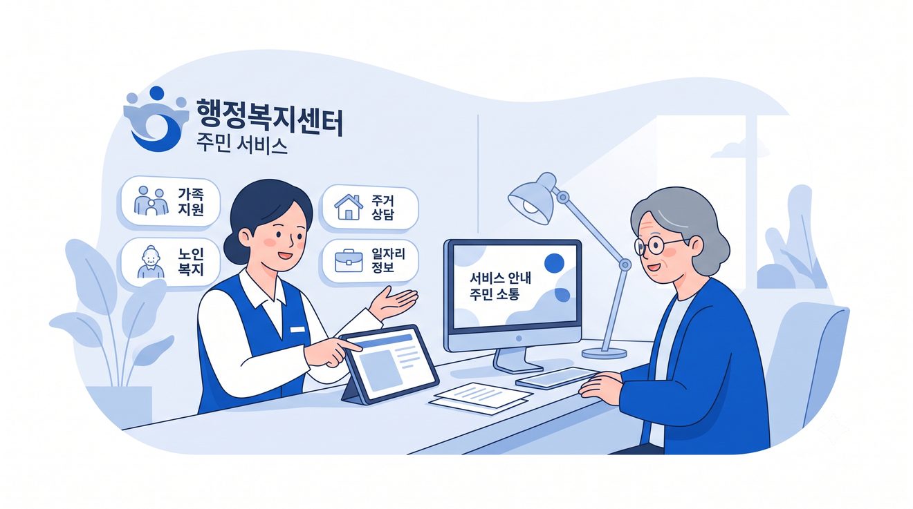행정복지센터 방문 조회를 나타내는 개념 일러스트