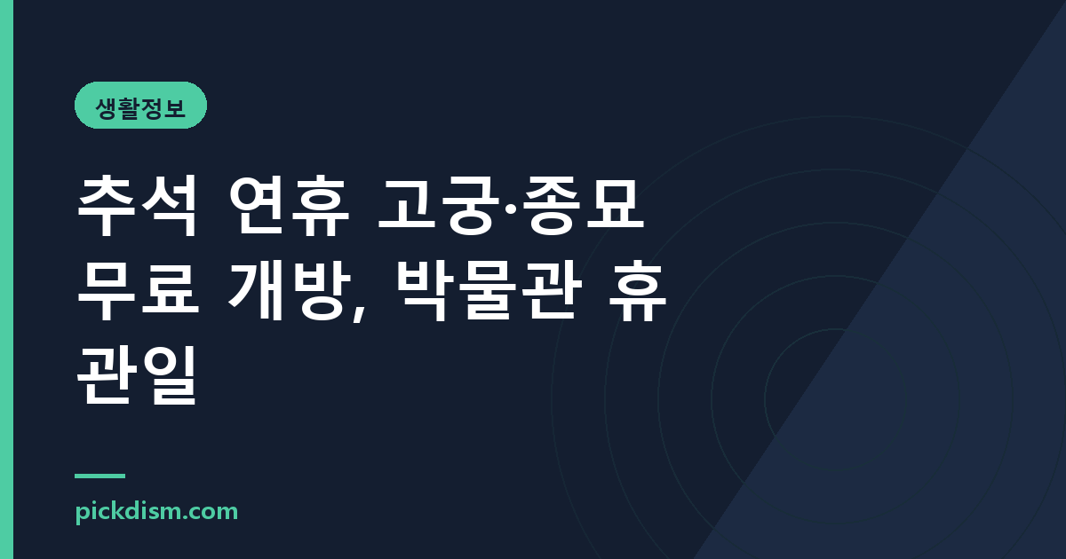 추석 연휴 고궁·종묘 무료 개방, 박물관 휴관일