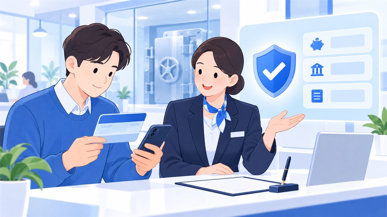 가입 상품의 예금자보호 여부를 확인하는 개념 일러스트