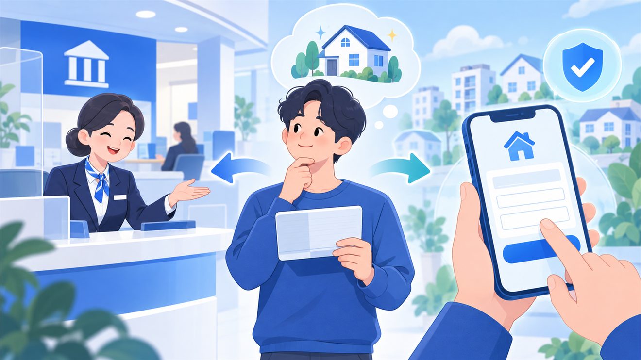 청약통장 전환 신청 방법을 나타낸 개념 일러스트