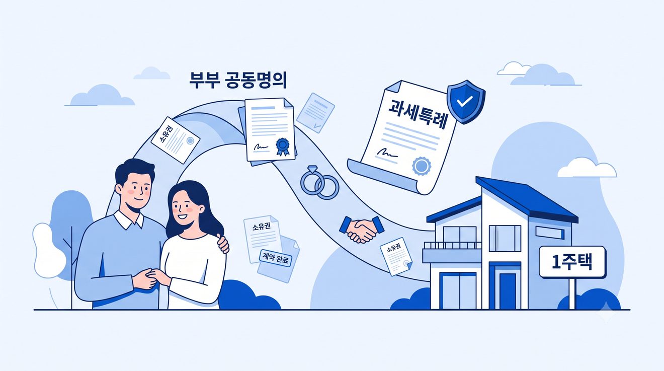 부부 공동명의 1주택자 과세특례를 나타내는 개념 일러스트
