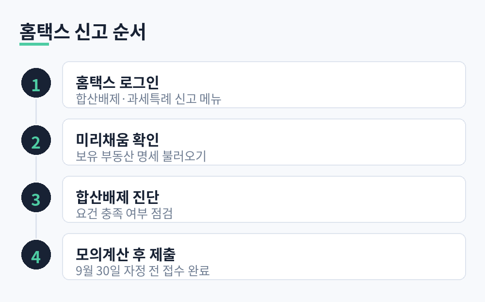 홈택스로 합산배제를 신고하는 네 단계 절차