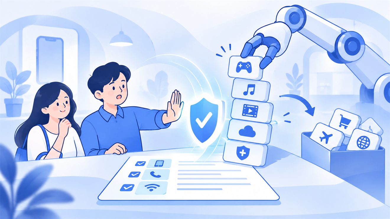 고가요금제와 부가서비스 가입 유도 행위를 나타낸 개념 일러스트