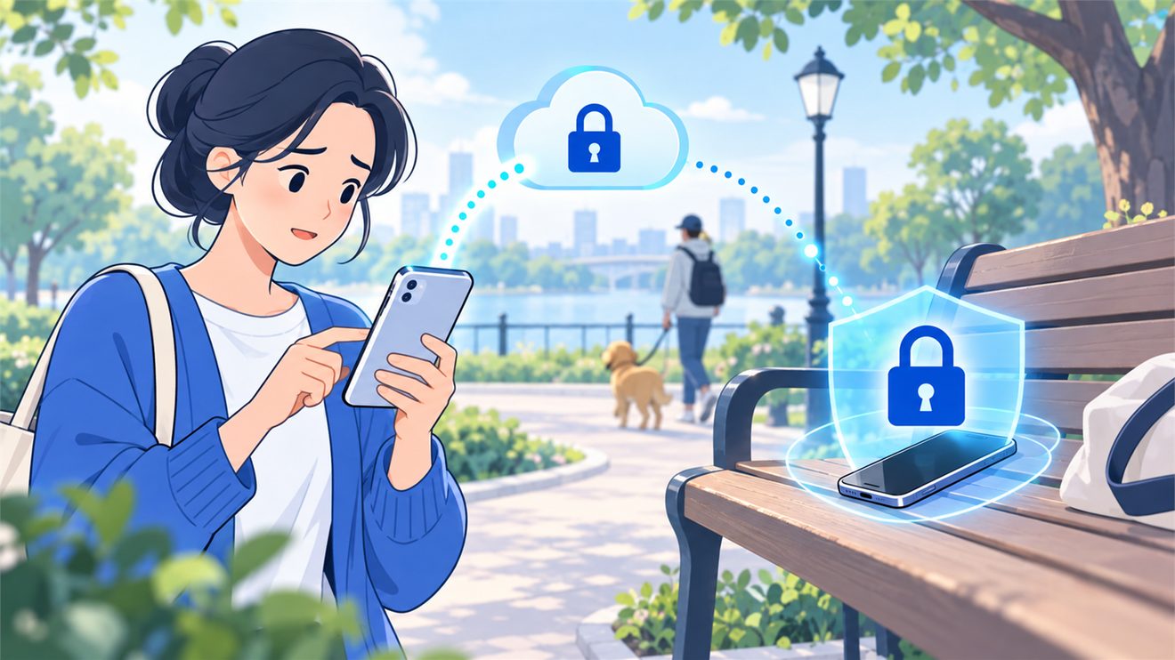 모바일 신분증 분실 신고 시 잠금 처리를 나타낸 개념 일러스트