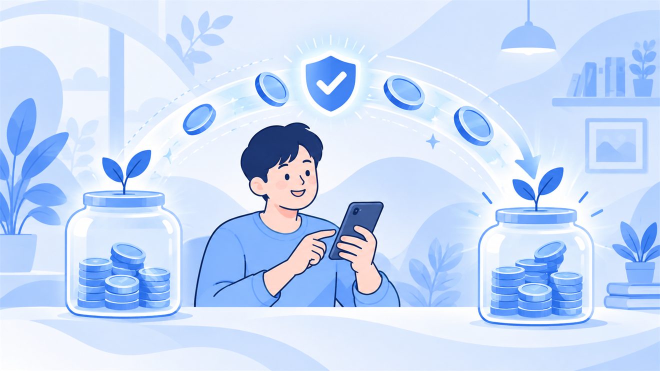 청년도약계좌에서 청년미래적금으로 갈아타는 절차를 나타낸 개념 일러스트