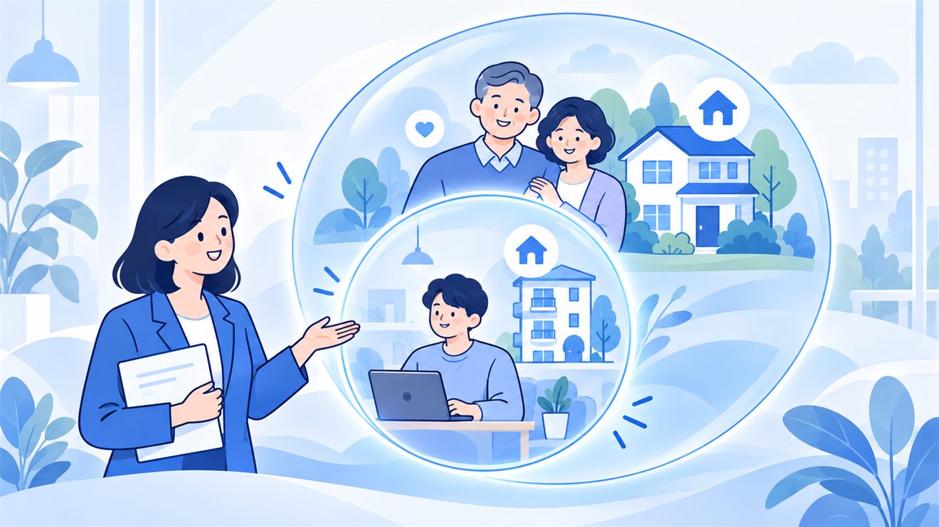 청년가구와 원가구의 범위 차이를 나타낸 개념 일러스트