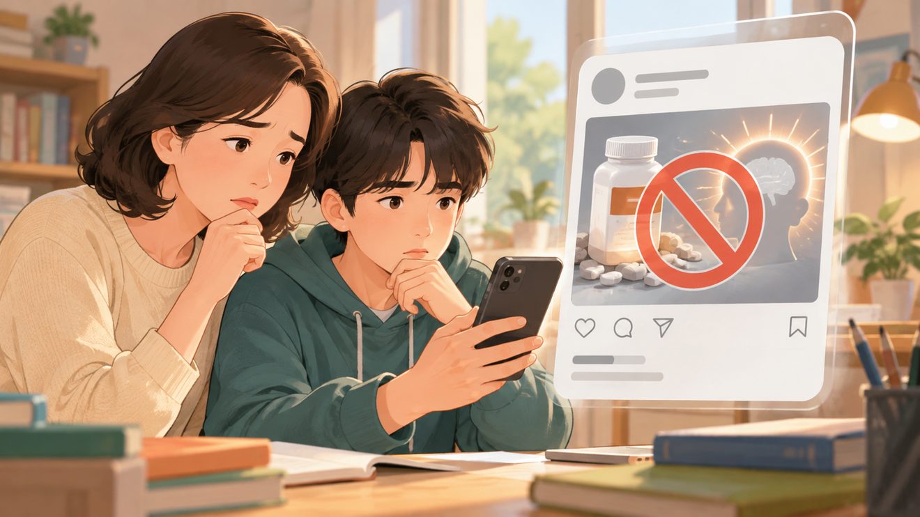 온라인 의약품 불법 판매 게시물이 차단되는 개념 삽화