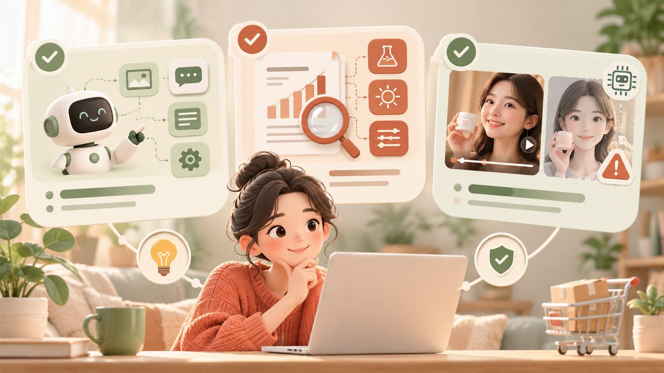 AI 관련 광고를 볼 때 소비자가 확인할 점을 정리한 카드