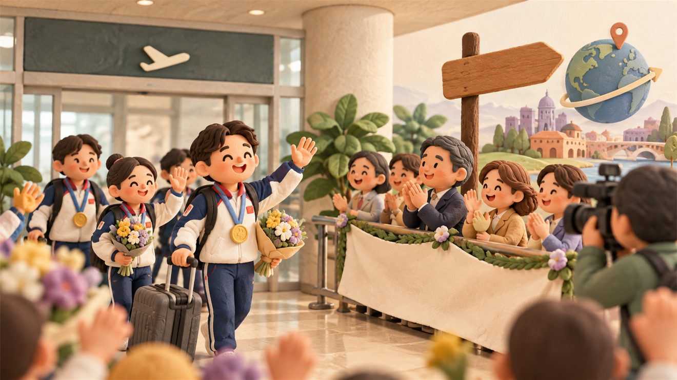 선수단 귀국 뒤 이어지는 일정을 나타낸 개념 일러스트