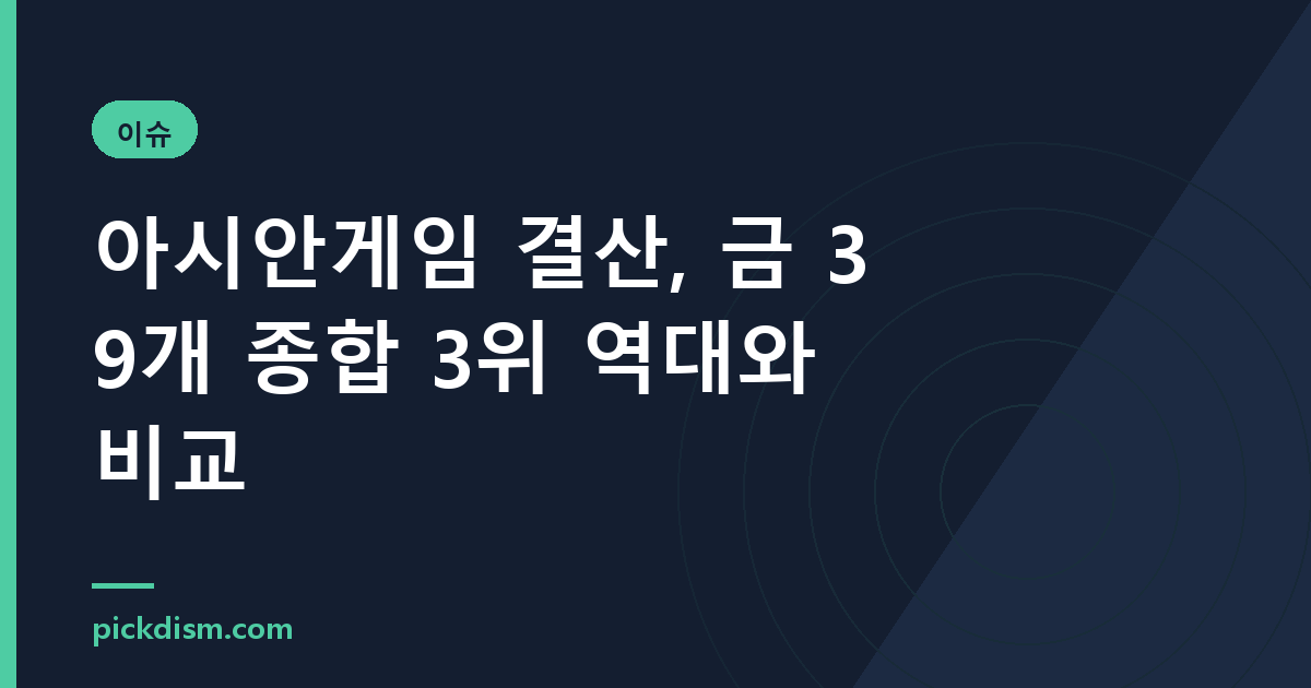 아시안게임 결산, 금 39개 종합 3위 역대와 비교