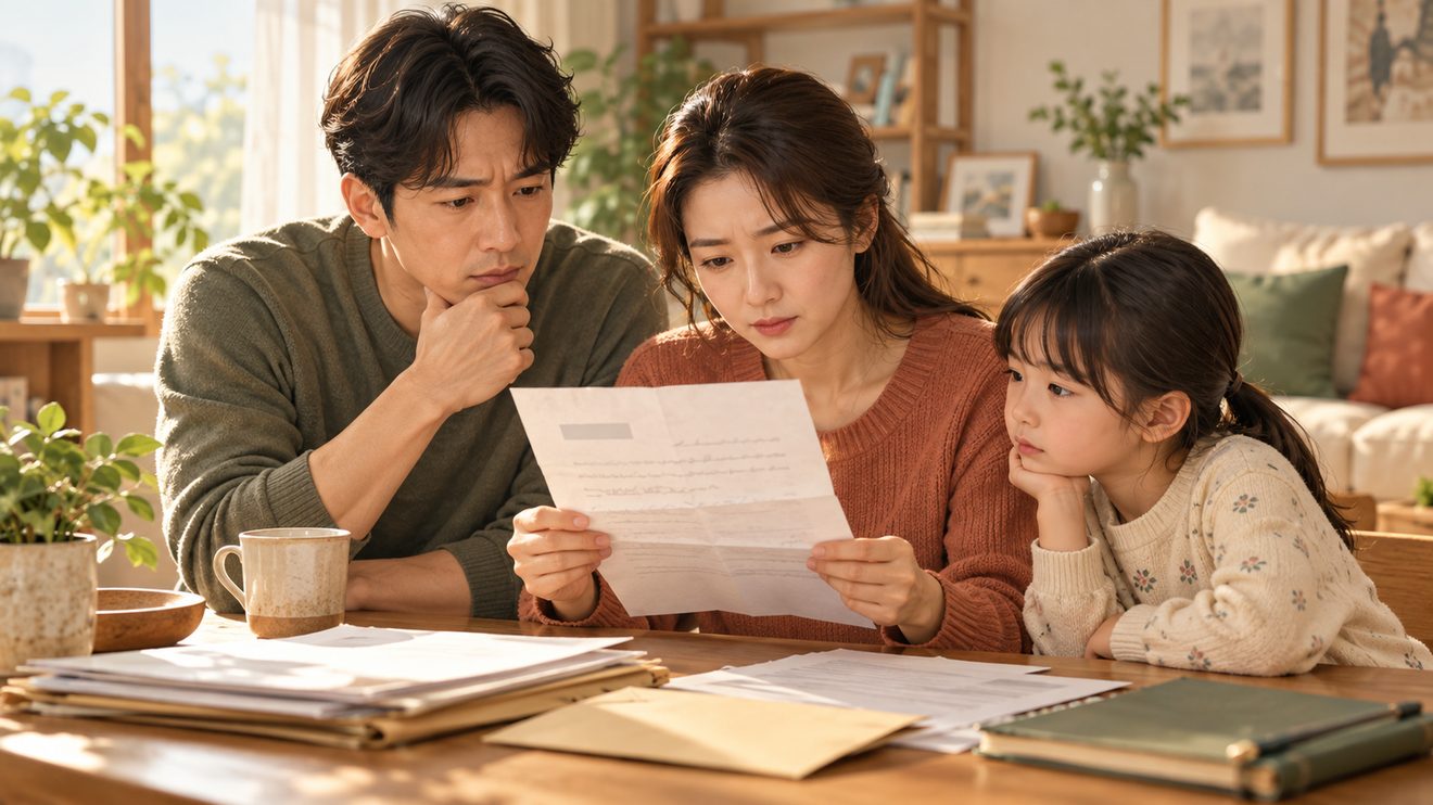 예전에 받은 코로나19 예방접종 피해보상 결정 통지서를 다시 확인하는 개념 삽화