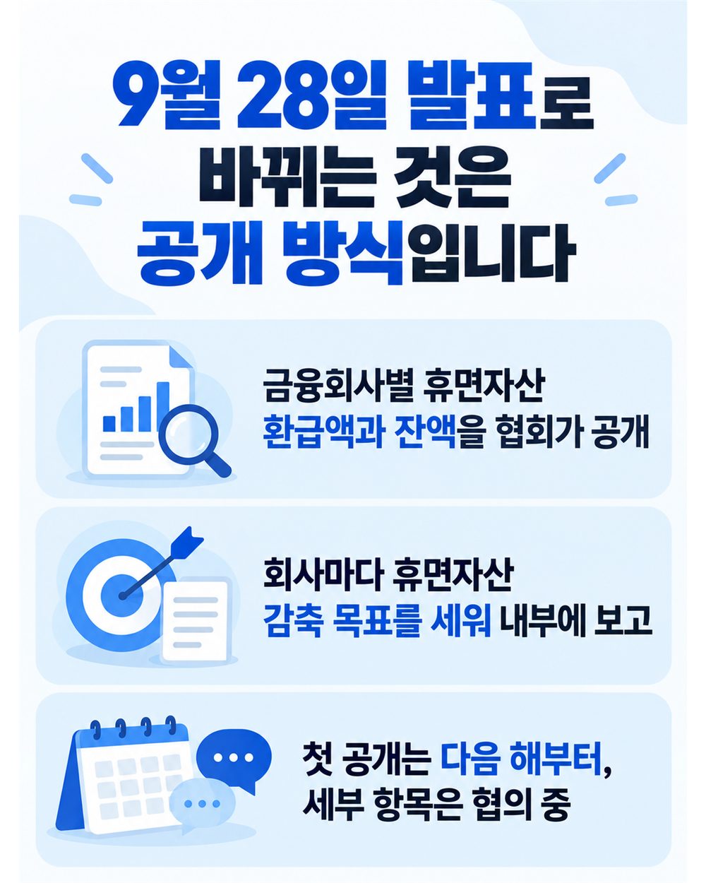 휴면자산 관리 강화로 바뀌는 세 가지를 정리한 카드