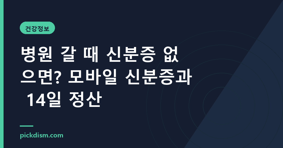 병원 갈 때 신분증 없으면? 모바일 신분증과 14일 정산