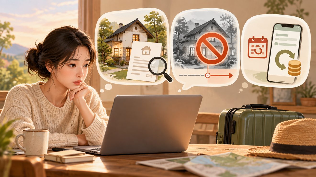 11월 12일 전에 잡아 둔 숙소 예약을 점검하는 순서를 정리한 카드