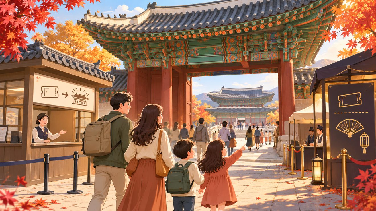 궁궐 일반관람 무료 기간을 나타낸 개념 삽화