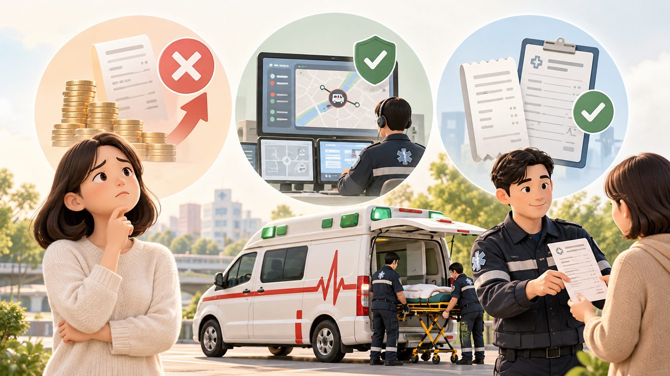 민간구급차 GPS 의무화에 대한 오해를 정리한 카드