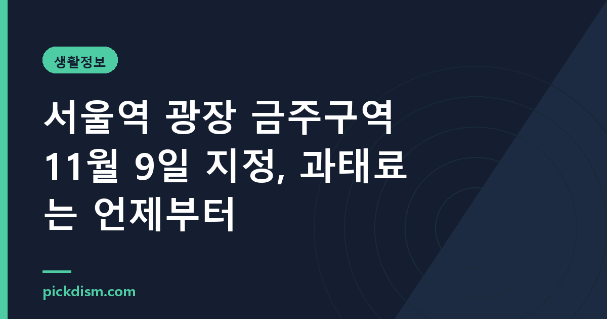 서울역 광장 금주구역 11월 9일 지정, 과태료는 언제부터