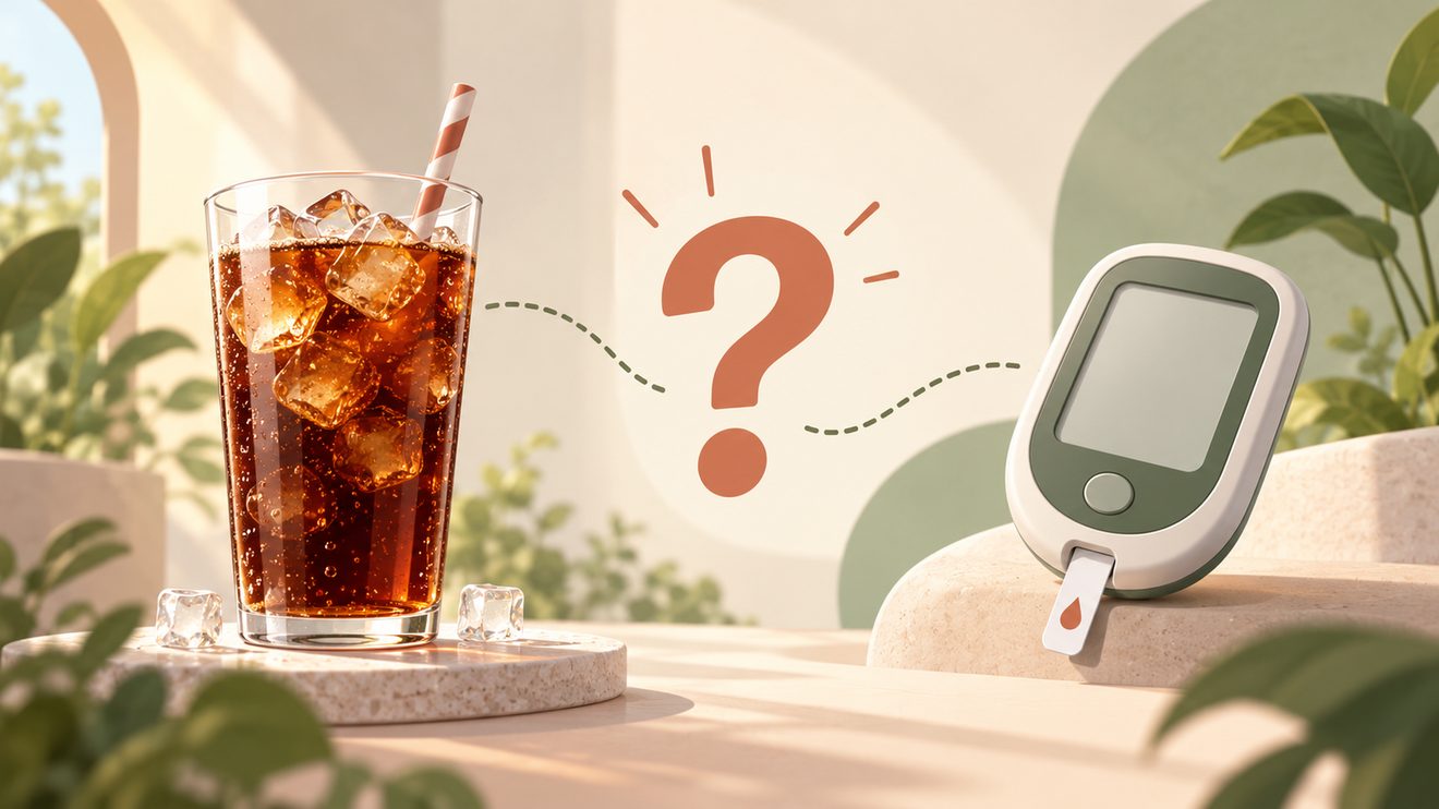 저당 표시와 혈당 기능성 표시가 겹칠 때 생기는 오해를 나타낸 개념 삽화